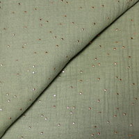 Double gaze 100% coton - Vert sauge pépite d'or