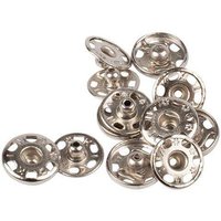 Boutons pression à coudre en laiton inoxydable (N°3, Carte 12 pcs, Argenté)