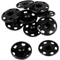 Boutons pression à coudre en laiton inoxydable (N°0, Carte 12 pcs, Noir)