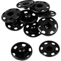 Boutons pression à coudre en laiton inoxydable (N°1, Carte 12 pcs, Noir)