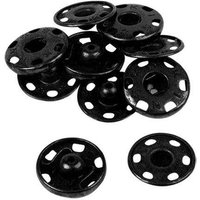 Boutons pression à coudre en laiton inoxydable (N°7, Carte 5 pcs, Noir)