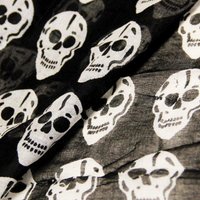 Étole 100% coton - Tête de mort blanc fond noir
