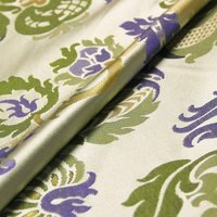 Tissu brocart - Motif baroque violet & vert