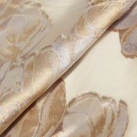 Organza de soie jacquard lancé découpé - Fleur beige & gris nacré