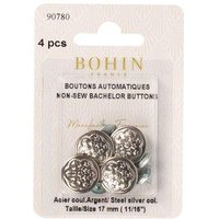 Boutons automatique pour jeans motif étoilé (17 mm, Blister 4 pcs, Argenté)