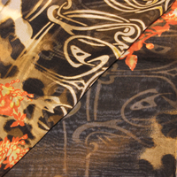 Foulard 100% soie - Motif tribal & fleur