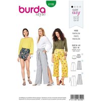Patron Burda 6199 - Pantalon léger femme, short ou pantacourt - volantés & taille élastiquée