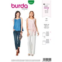 Patron Burda 6201 - Top trapèze femme col rond avec ou sans ceinture ruban