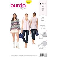 Patron Burda 6234 - Blouse femme encolure en V avec ou sans manches longues