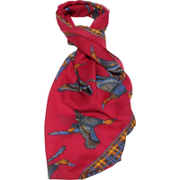 Foulard twill - Oiseau framboise