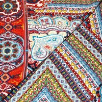 Javanaise imprimée - Mosaïque ethnique rouge & bleu