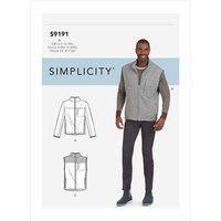 Patron Simplicity 9191.A - Blouson Homme et Bodywarmer zippé à col droit