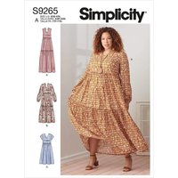 Patron Simplicity 9265.A - Robe ample à étage, froncée sous-poitrine