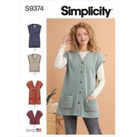 Patron Simplicity 9374.A - Gilets en tricot pour femme
