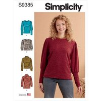 Patron Simplicity 9385.U5 - Hauts en tricot pour femme avec variations de longueur et de manches