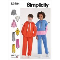 Patron Simplicity 9394.A - Sweats à capuche, pantalons et hauts en tricot surdimensionnés pour garçons et filles