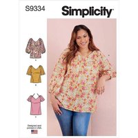Patron Simplicity 9334.AA - Top ample avec decollete V e variations de manches raglan