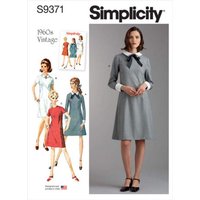 Patron Simplicity 9371.K5 - Robe pour femme et femme avec variations de col, de manchette et de manche