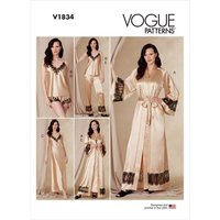 Patron Vogue 1834 F5 - Ensemble lingerie femme : peignoir, nuisette, short et robe