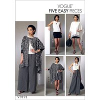 Patron Vogue 9191 ZZ - Ensemble femme : Ponchos, top, pantalon et short
