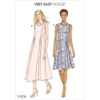 Patron Vogue 9236 E5 - Robe femme avec plis lâchés, disponible en deux longueurs