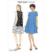 Patron Vogue 9237 ZZ - Robe trapèze femme, disponible avec ou sans mancherons