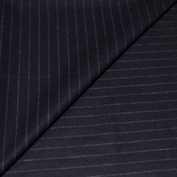 Drap de laine - Rayure craie fond marine