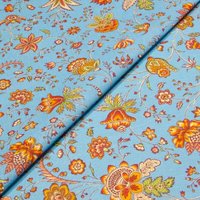 Cretonne 100% coton - Plante carnivore fond bleu