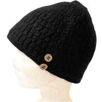 Bonnet 100% Yak à bouton - Noir