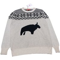 Pull 100% Yak - Beige fantaisie noir (Taille L)