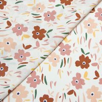 Percale 100% coton peigné luxe - Fleurs camïeu de rose fond clair