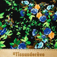 Étoffe 100% viscose - Nuit fleurie