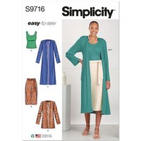 Patron Simplicity 9716.P5 - Haut, cardigan et jupe