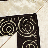 Soie sauvage 100% soie brodée - Bande écru & marron