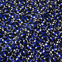 Crêpe de Chine 100% soie - Trèfle bleu & blanc fond noir