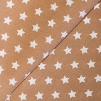 Popeline 100% coton - Etoile fond beige