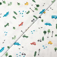 Popeline 100% coton - Ville fond blanc