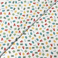 Popeline 100% coton - Lettre fond blanc