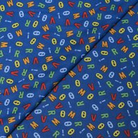 Popeline 100% coton - Lettre fond bleu
