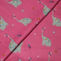 Popeline 100% coton - Motif elephant fond rose vif