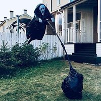 Animated Screaming Skull Scarecrow Outdoor Halloween Decoration & Bird Repeller