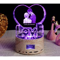 Personalized 3D Crystal Photo Lamp with Bluetooth Speaker & Rotating Color Light