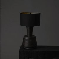 Artisan-Crafted Solid Wood Table Lamp with Black Fabric Shade