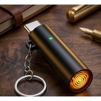 Flameless Electric Lighter Blow-Activated Smart Sensor Mini Keychain Igniter Coil Type-C Rechargeable Lighter
