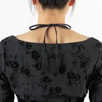 Senseng Long Sleeve Square Neck Lace Tape Halter Top