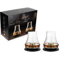It is to whisky, cognac, rum, gin or any other spirit lovers that Peugeot dedicates this tasting set. Specifically designed and developed to enhance the richness and complexity of aromas and flavours, the tasting set from the Collection Les Impitoyables is offered as a duo in this box to savour the pleasure of tasting together. New in this edition, the cooling base in satin carbon finish. Whisky Spirit