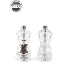 The Nancy 12 cm salt and pepper mill duo offers complete transparency. Their acrylic bodies clearly show the spices that they hold, and stimulate the senses. Nancy