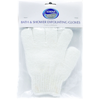 Athena Beauté Bath & Shower Exfoliating Gloves - white