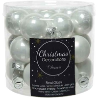 Decoris Mini Christmas baubles Glass White - 24 pcs