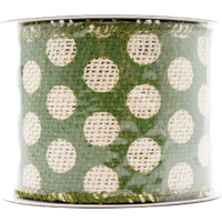 Decoris Decorative Ribbon Nature - Green with Dots